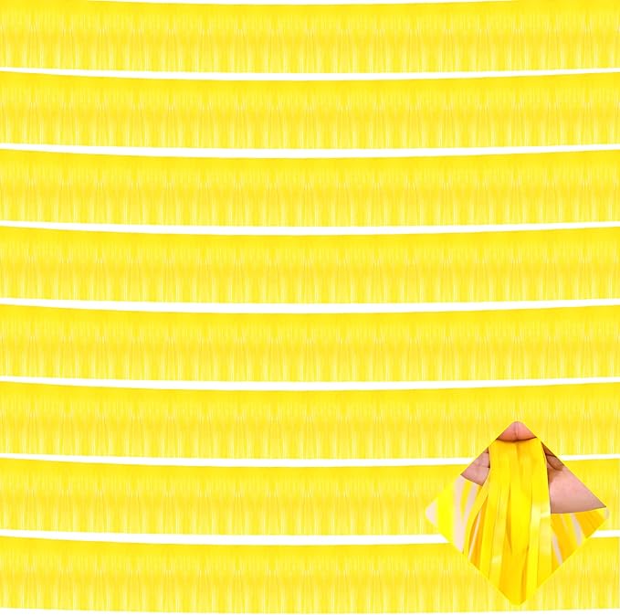 10 Pack 10 Feet Foil Fringe Garland Metallic Tinsel Streamers Banner Wall Hanging Curtain Backdrop for Parade Floats, Bachelorette, Wedding, Birthday, Halloween, Christmas Party Decorations(Yellow)