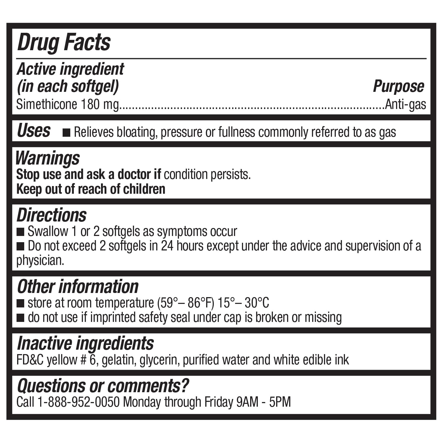HealthA2Z® Gas Relief Simethicone 180mg | Relieves from Stomach Discomfort and Gas | Anti Flatulence | Relieves Gas Fast (300 Count (Pack of 1))