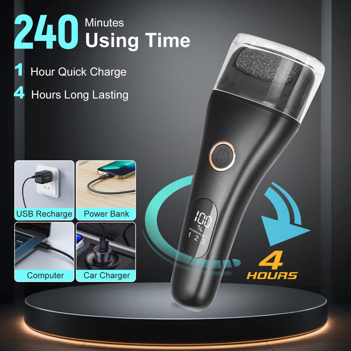 Callus Remover for Feet, 3 Speed Electric Foot Scrubber with Larger Grinder&LCD Display, Wet&Dry Using Foot File Professional Pedicure Tools, Foot SPA to Remove Callus Cracked&Hard Dead Skin (White)