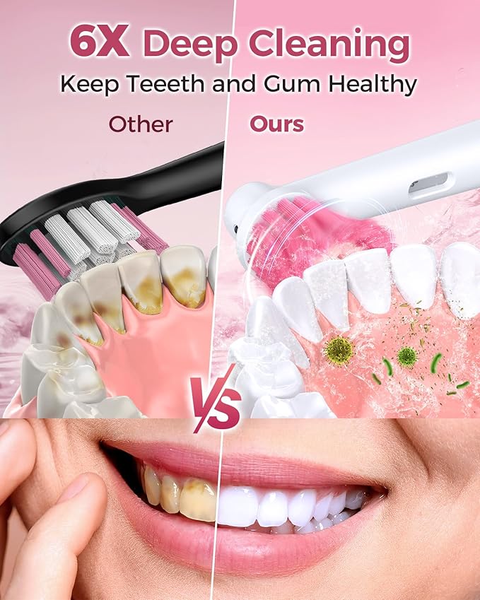 TEETHEORY Rotating Electric Toothbrush for Adults with 8 Brush Heads, Deep Clean Rechargeable Electric Toothbrush with 4 Modes and 2 Min Smart Timer, Last 30 Days and IPX7 Waterproof Pink