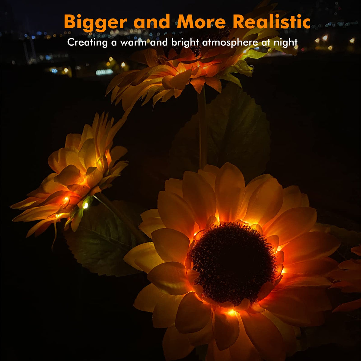 Solar Sunflower Lights Flowers Outdoor Waterproof for Yard Garden Cemetery