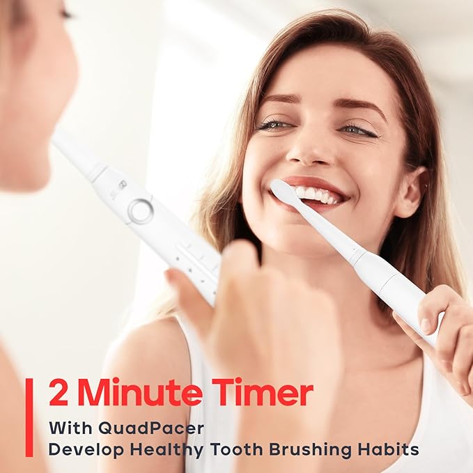 SEAGO Electric Toothbrush, Rechargeable Toothbrush for Adults Sensitive Teeth, 8 Brush Heads, 5 Modes with Teeth Whitening, Endurance 30 Days, Kids Electric Toothbrushes 6-12, SG-958(White)