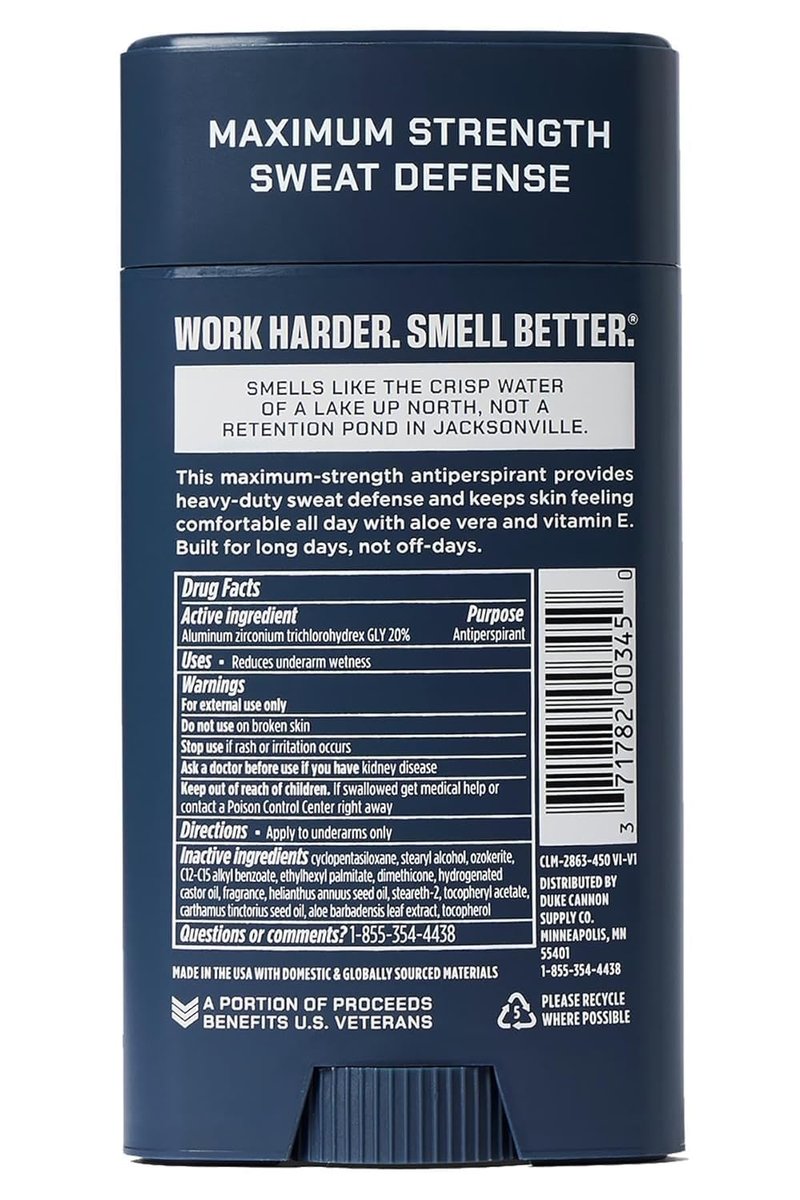 Duke Cannon Midnight Swim Antiperspirant Deodorant for Men – Trench Warfare® – Sandalwood + Lavender Scent – Aluminum-Based Sweat Protection – 3 oz – Long-Lasting & Skin-Soothing