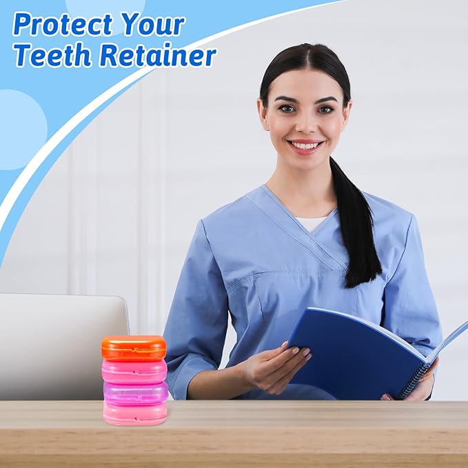 Maxdot 300 Pack Retainer Cases Bulk with Vent Holes Orthodontic Mouth Guard Case Denture Container Multicolor Dental Storage Box for Travel Dentist Office (17 Colors)