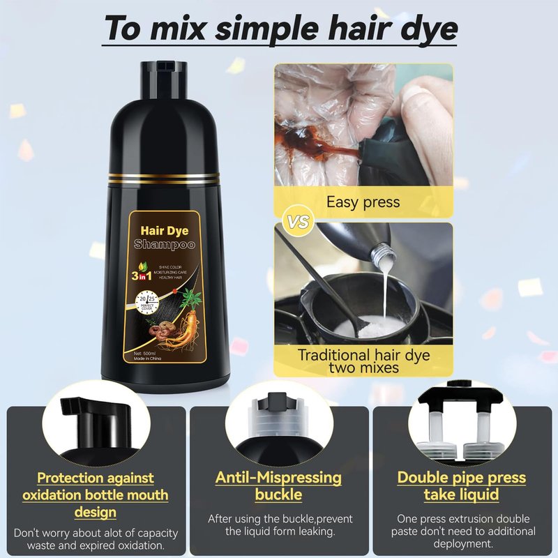 YOURTONE Light Brown Hair Dye Shampoo 3 in 1, Hair Color Shampoo for Gray Hair Coverage for Women Men, Herbal Formula, Lasts up to 30 Days (16.9 Fl Oz)