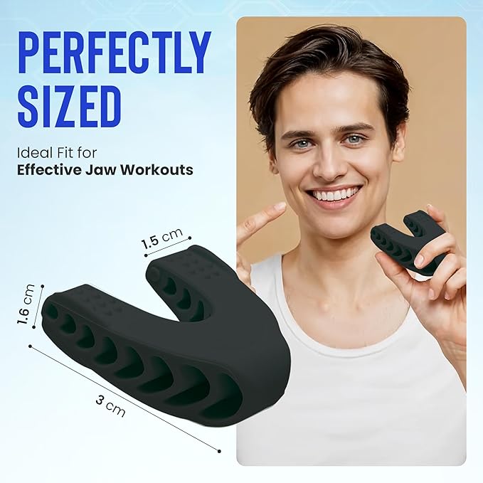 Achilles Fitness Double Chin Reducer Jaw Exerciser – Black, 60LB Advanced Resistance, 1 Piece Jawline Sculptor and Face Slimmer for Women and Men – Ideal for Mewing Practice