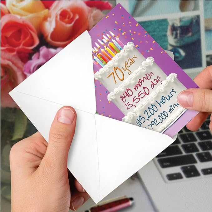 NobleWorks - 70th Birthday Card Funny - 70 Year Old Humor Notecard, Milestone Birthdays Celebration - Year Time Count 70 C9094MBG