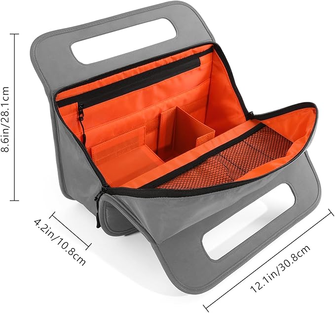 CONTAIL 13 Inch 3L 4-in-1 Travel Essentials Organizer, Small Business Handbag, Suitcase Drink Holder,Phone Tablet Holder,Airport Accessories Storage,Grey