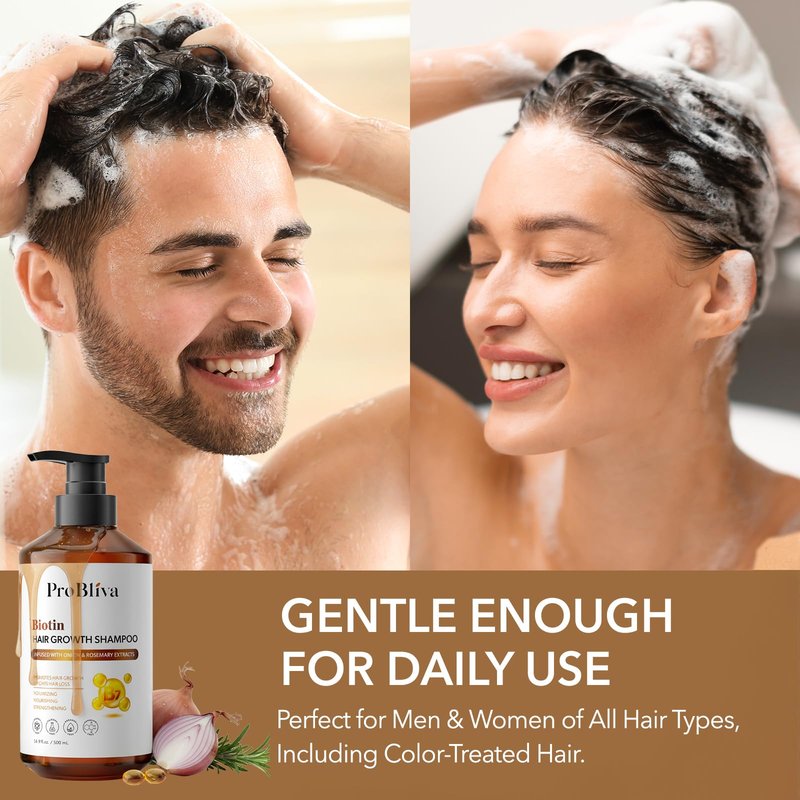 ProBliva Biotin Shampoo and Onion Conditioner Set for Thinning Hair in Adults 30+ – Strengthening Duo Reduces Shedding, Supports Fuller & Stronger Hair – Biotin + Rosemary + Onion Extracts