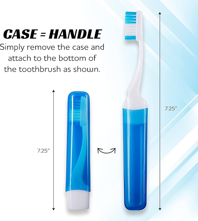 Lingito Mini Toothbrush with Cover, Camping & Travel Size with Case, Adults Kit (3 Pack)