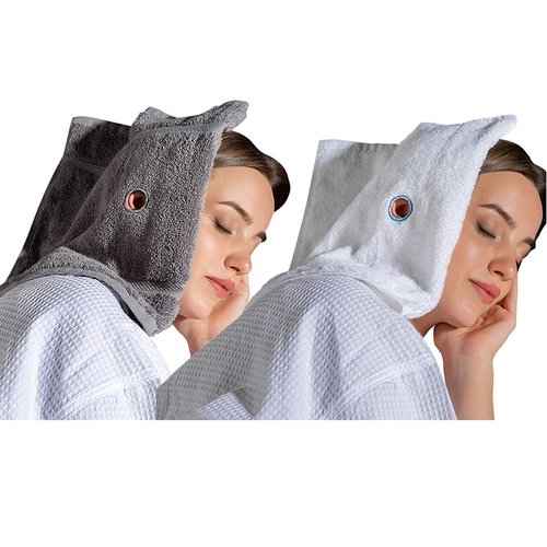 6 Ear Candling Treatment Towels with 20 pcs Ear Candling Protective Discs, Gray and White. Please Note, Ear Candles not Included