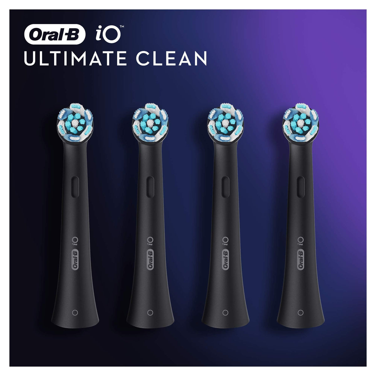 Oral-B iO Ultimate Clean Replacement Brush Heads, Advanced Deep Cleaning, Black, Pack of 4