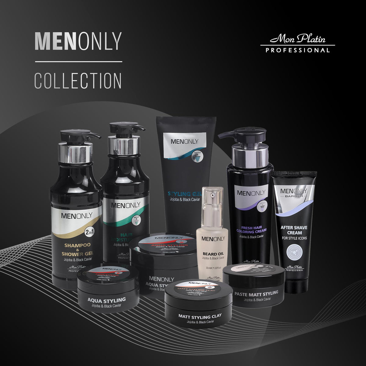 Mon Platin Men’s Styling gel with Jojoba & Black caviar – Men’s Hair Gel with Black Caviar and Jojoba, Strong Hold, Anti-Dandruff Formula, Keeps Hair Styled, Healthy, and Shiny 250ml