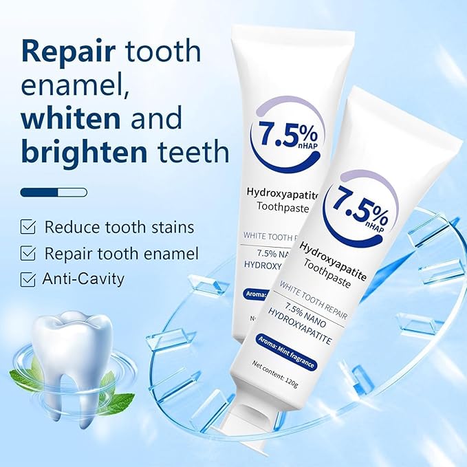 Zenbora 7.5% Nano Hydroxyapatite Toothpaste – Fluoride-Free, Remineralizing, Whitening, Sensitive Teeth, Mint, 4.23oz, 2-Pack
