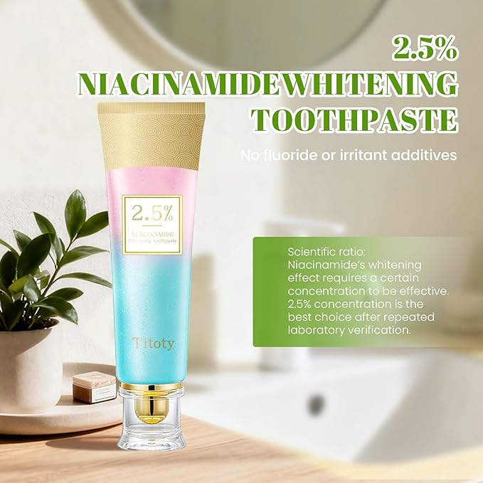 2pcs Niacinamide Whitening Toothpaste, 2.5% Niacinamide Intensive Whitening Toothpaste with Natural Gentle Care Deep Stain Removal Clean Mint Flavor, Improves Gum Health, Fresh Breath (2)