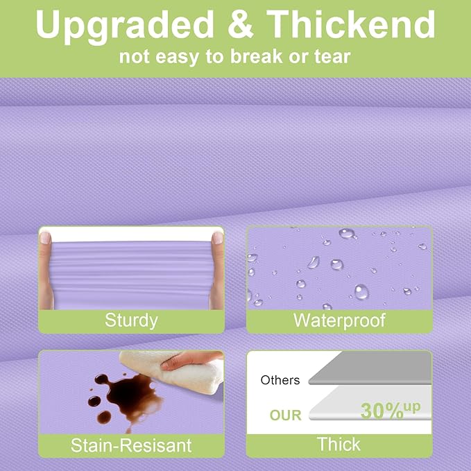 QIKSION Lavender Plastic Table Cloth Disposable 3 Pack, 54 x 108 Inch Tablecloths for Birthday Party Supplies, Easter Decorations, Light Purple, Pastel, Lilac Rectangle Table Cover