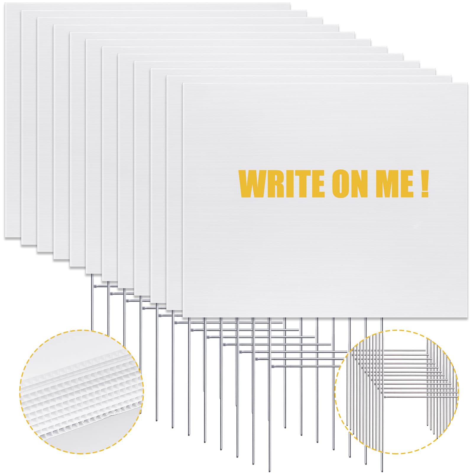 Patelai 12 Pcs 18 x 24 Inches Corrugated Plastic Sheet Corrugated Poster Board 4mm Thick Waterproof Blank Board Sheets Plastic Yard Sign for Garage Estate Sale, Rent, Indoor, Outdoor, Birthday (White)