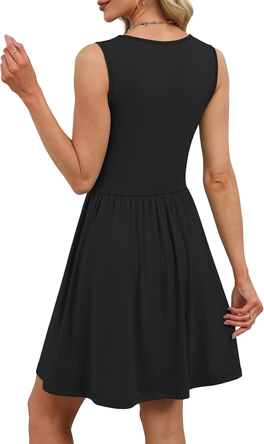 OFEEFAN Summer Dresses for Women Beach Fashion Sundresses Babydoll Dress Button Down Boho Dresses Cute Cross