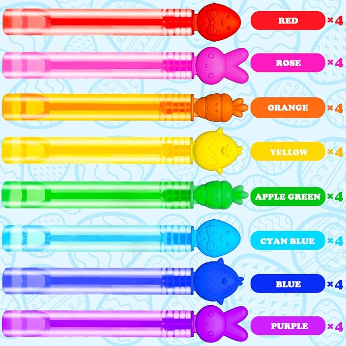 Easter Basket Goodie Bags Stuffers for Kids,32 Pack Mini Bubbles Party Favors for Toddlers,Easter Gift Treat Goody Bags Pinata Fillers,Easter Essentials Stuff Non Candy Classroom Prizes for Boys Girls
