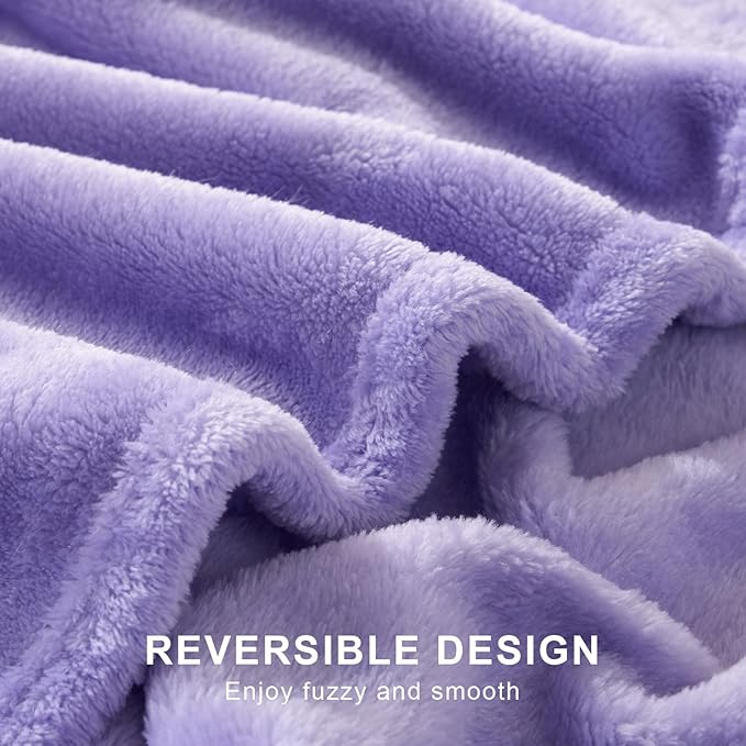 Hansleep Fleece Lilac Twin Blanket, Super Soft Flannel Fuzzy Plush Cozy Blanket for All Seasons, Lilac, Twin 60x80 Inches