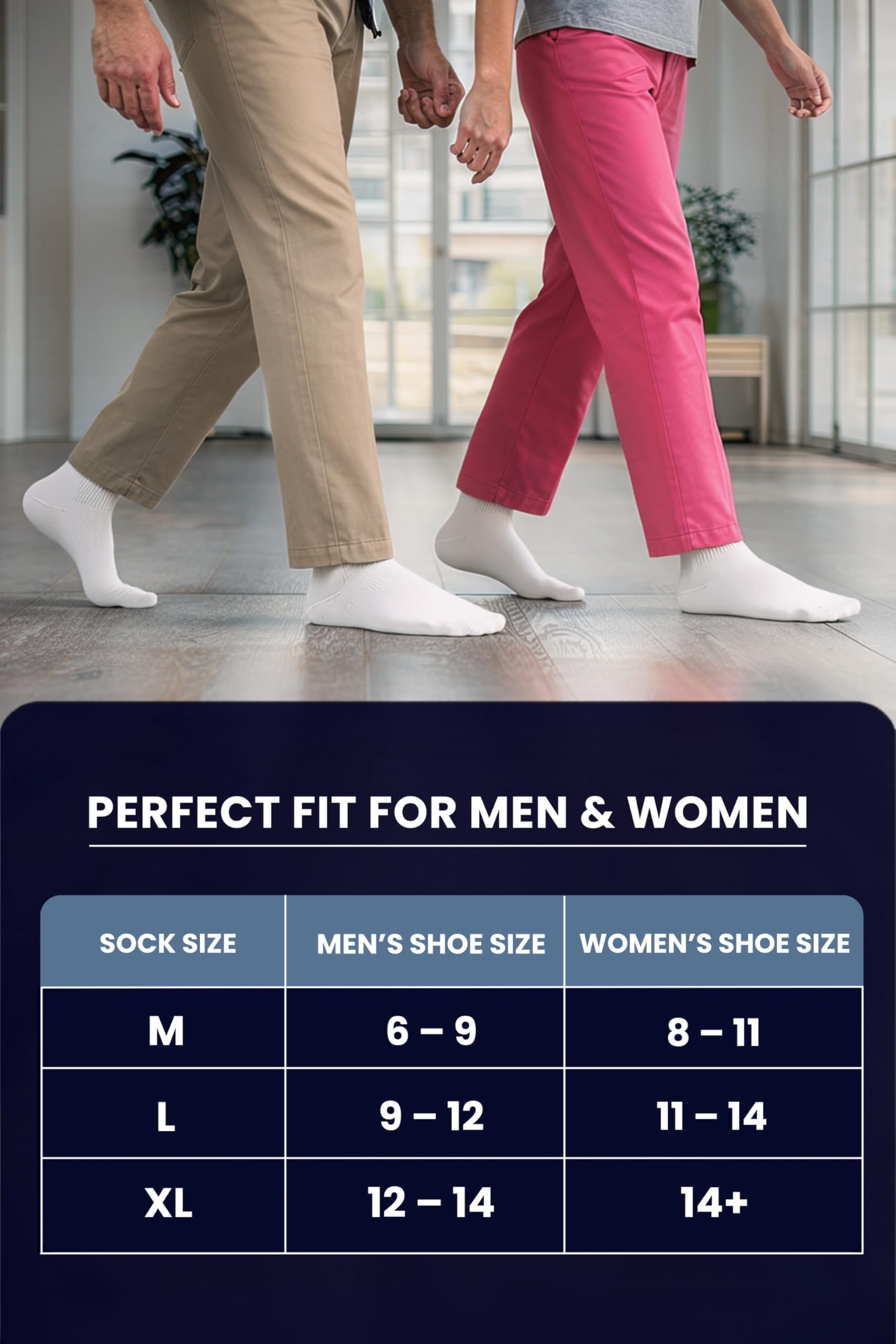 Special Essentials Diabetic Socks for Men & Women – 12 Pairs of Non-Binding Extra Wide Top Cotton Neuropathy Socks – Crew Length, White, 9-11