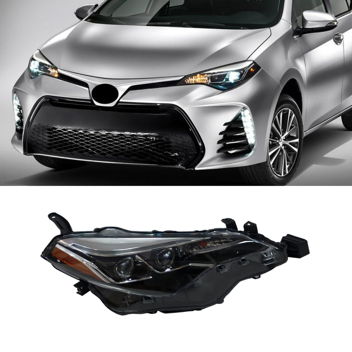 ILAMP Headlight Fit For 2017 2018 2019 Toyota Corolla SE XSE XLE Headlamp Assembly Head Lamp(Right Passenger Side) RH 81110-02M9