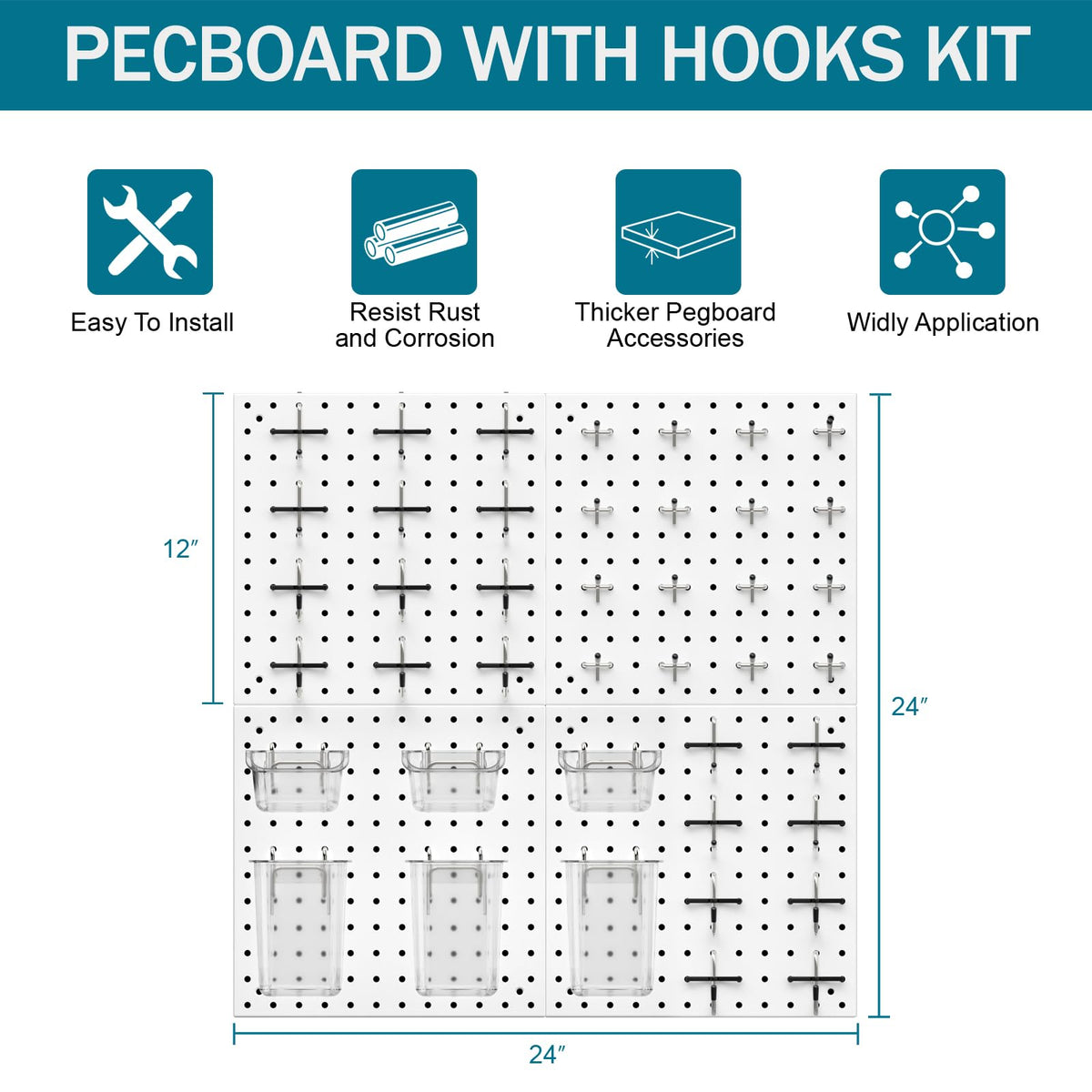Daanxw Peg Board Kit, Includes Pegboard and Accessories,with Hooks and Bins,Peg Board Wall Organizer for Office,Ornaments Display,Crafts Organization (66, White)