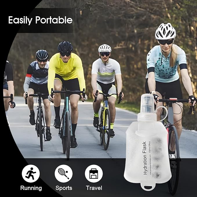 WILDREEDS 150ml Soft Flask, TPU Collapsible Soft Water Bottle for Hydration Pack, Running Vest, Folding Water Bottle for Hiking Cycling Climbing-2Pcs, White