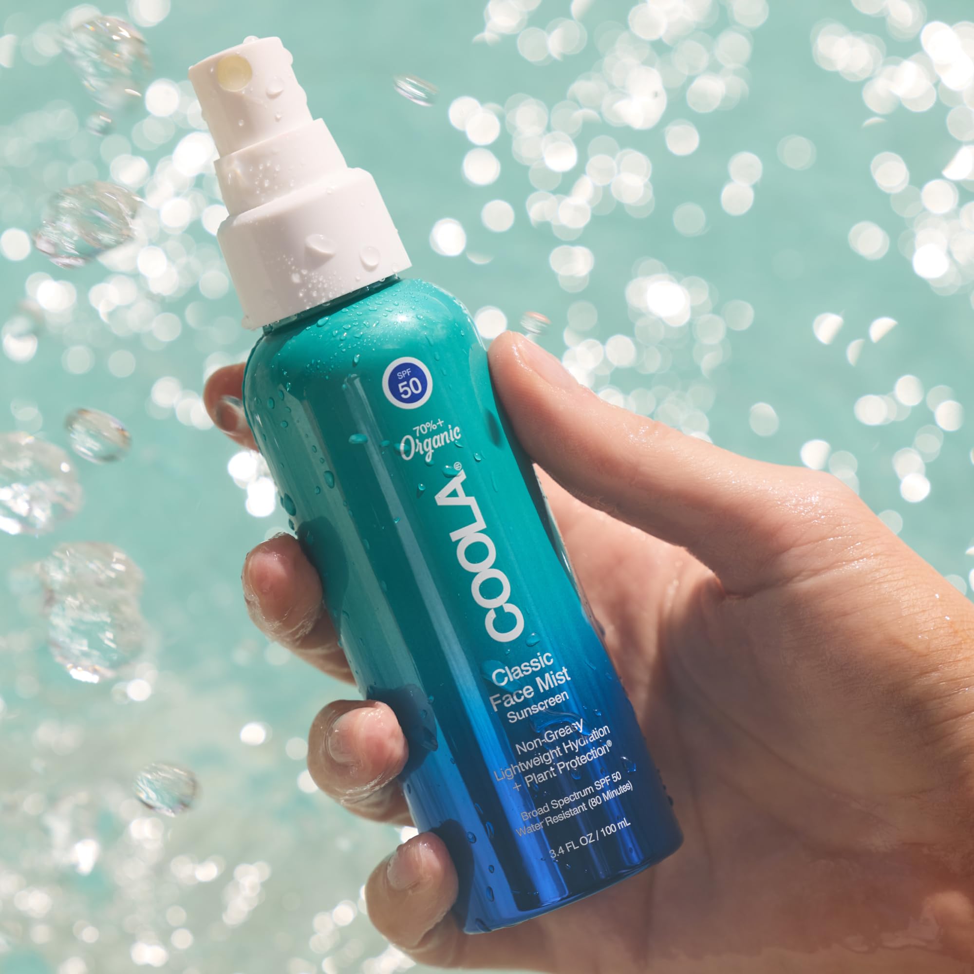 COOLA Organic Sunscreen SPF 50 Sunblock Face Mist, Dermatologist Tested Skin Care for Daily Protection, Vegan and Gluten Free, Natural Fragrance, 3.4 Fl Oz