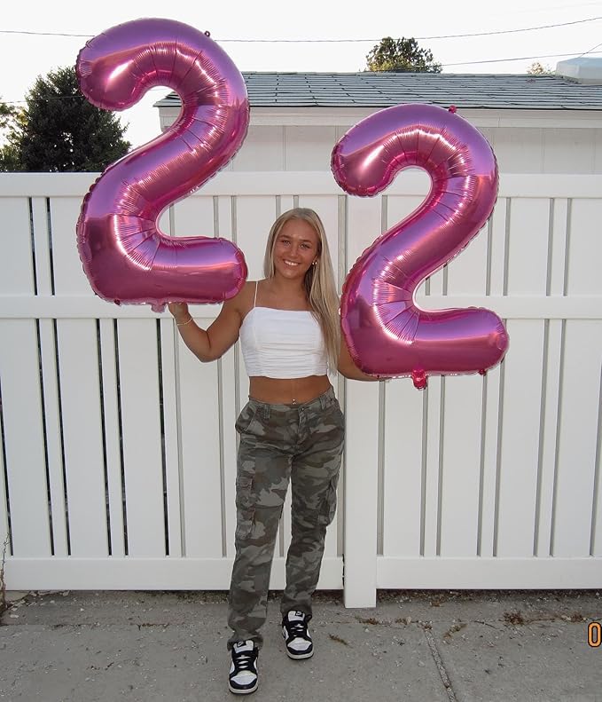 Pink Number 2 Balloon 40 Inch, 2 Balloon Number, 2nd Birthday Decorations for Baby Girls Boys Toddlers