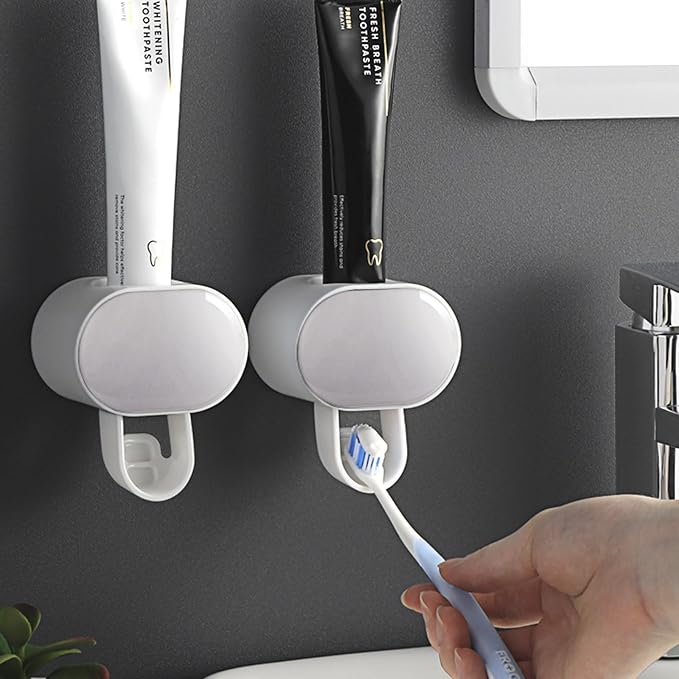 So Nice Toothpaste Dispenser【Dual Traffic Mode】 Wall Mount for Bathroom Automatic Toothpaste Squeezer, Black,Visualization of Toothpaste Flow Rate (Grey)