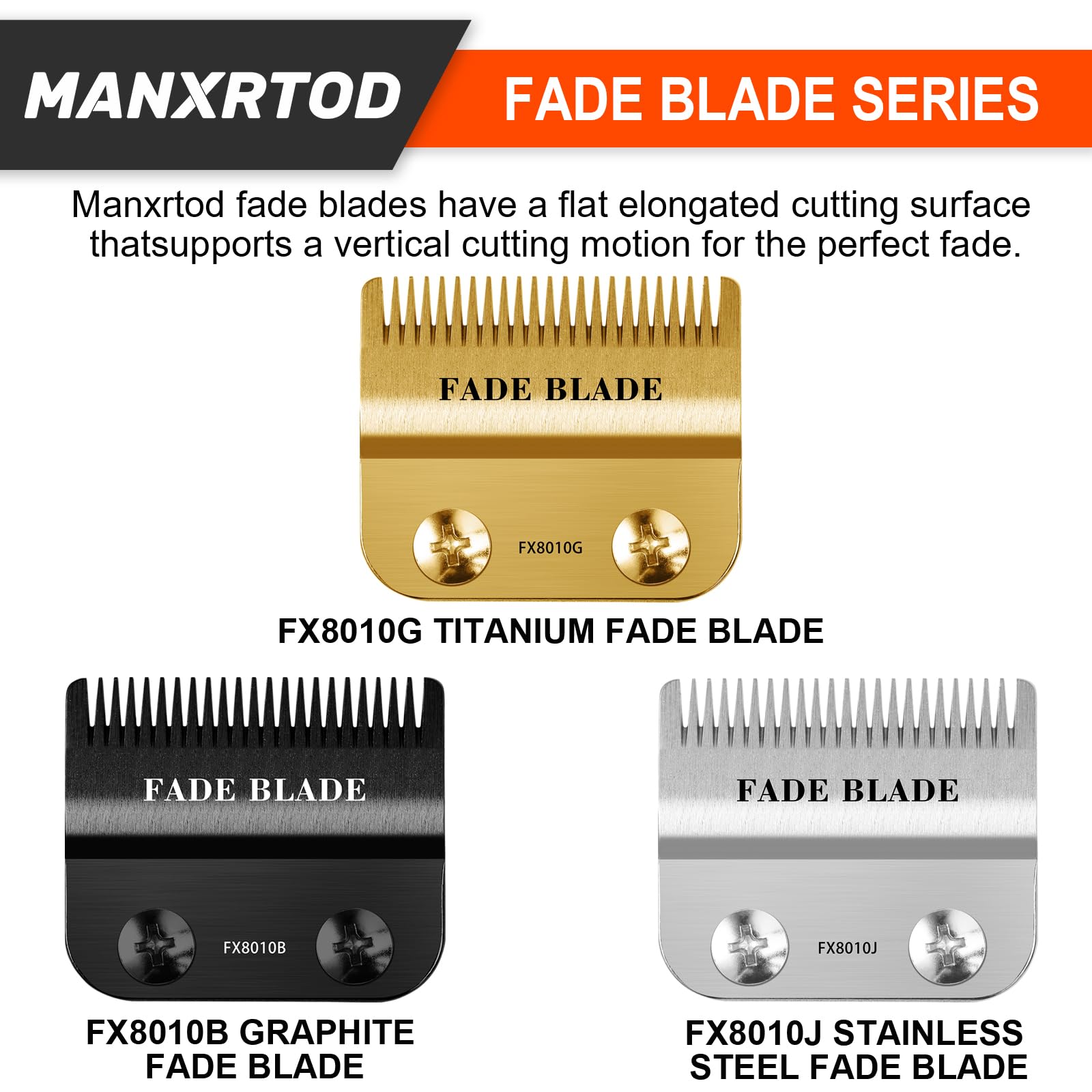 FX8010J Replacement Fade Clipper Blade Fits for BaBylissPRO FX870, FX890, FX825, FX673 Models, Stainless Steel Replacement Blade Compatible with Babyliss Clipper Blades, Silver