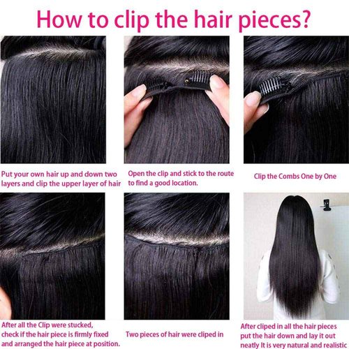 Straight Clip in Hair Extensions Real Human Hair 8Pcs Remy Human hair Clip ins for Women, Natural Soft Human Hair 120g 24inch #1B Natural Black
