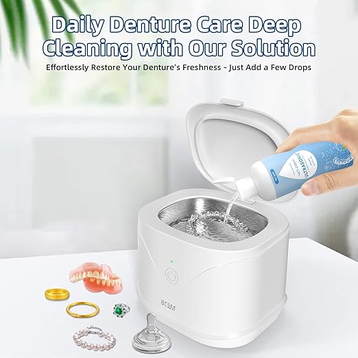 BCOM Ultrasonic Retainer Cleaner Solution, Jewelry Cleaner Solution Deep Clean for Retainer, Mouthguards, Night Guards, Aligners and Jewelry Ring, Odor Stain Remover for Cleaner 8.5 oz,2 Pack