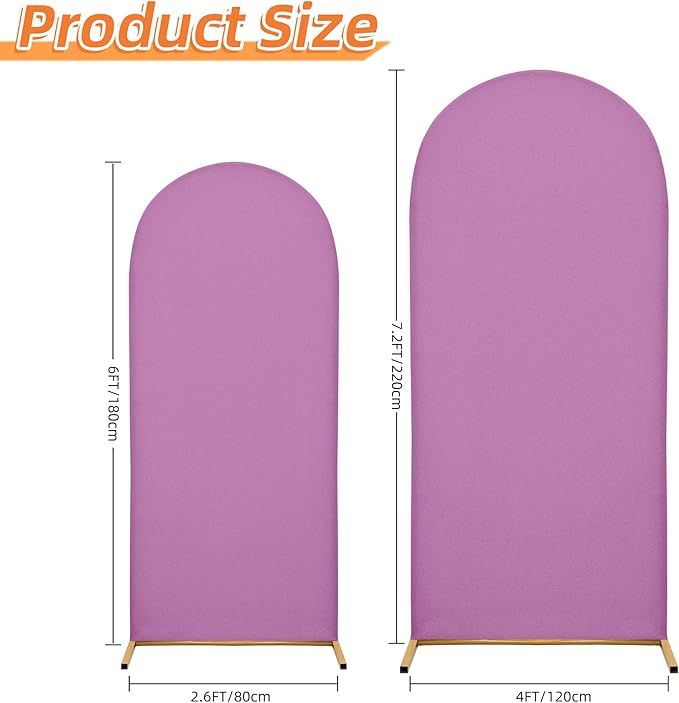 Arch Covers,Arch Backdrop Stand Fitted Cover for Wedding Birthday Party Ceremony Banquet Decoration(7.2FT&6FT,Lilac,Cover Only)