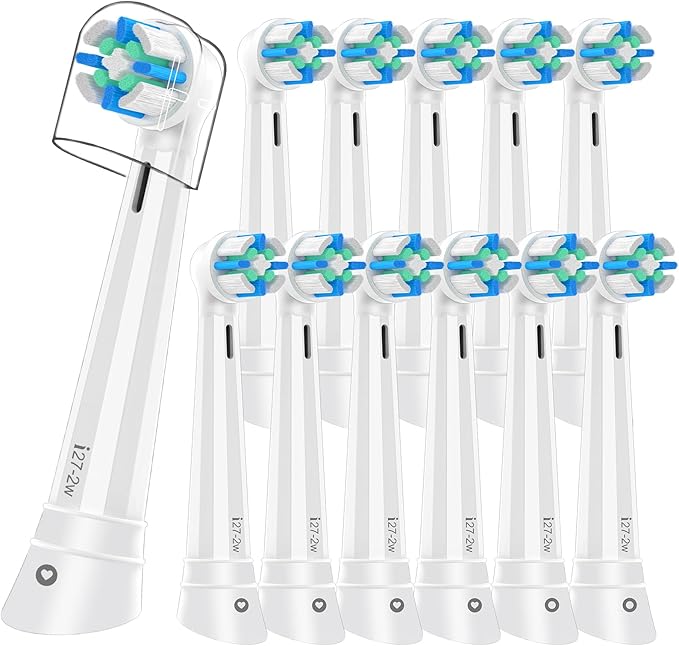 12pcs Replacement Heads Compatible with Oral B iO 3 4 5 6 7 8 9 10 Series Electric Toothbrush,Toothbrush Heads Compatible with Oral B iO Replacement Heads, Medium Bristles for Effective Cleaning,White