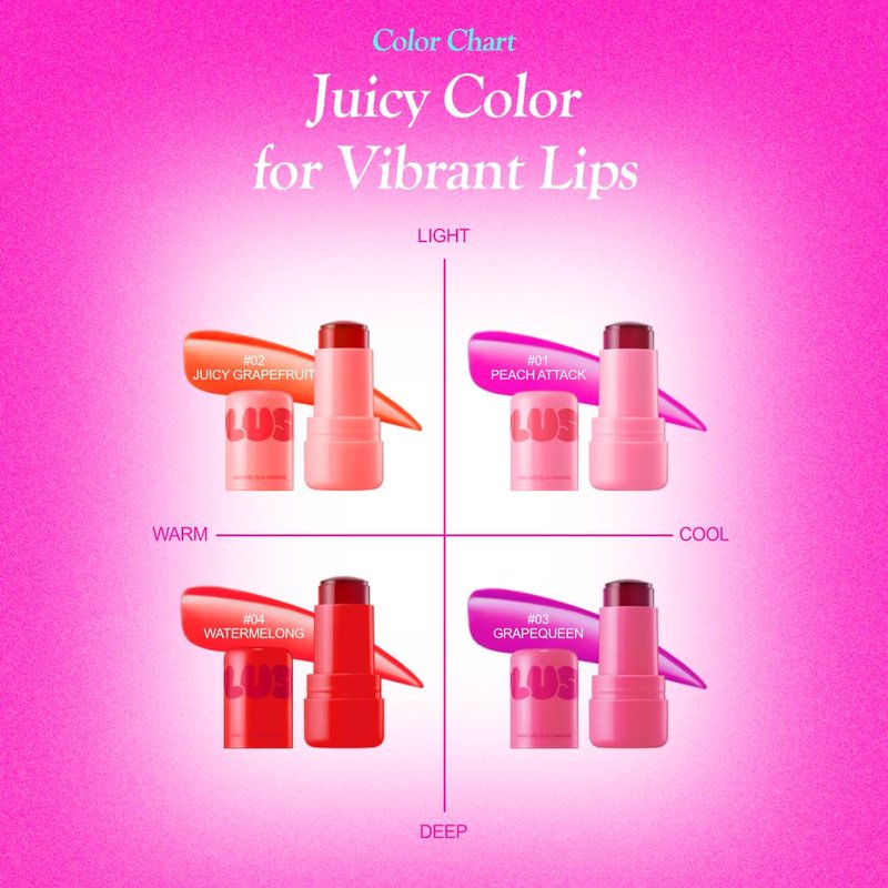 Elensilia Plush Water Jelly Lip & Cheek Tint – Grape Queen, 10g (0.35oz) | Lightweight & Buildable Tint for a Natural, Fresh Glow
