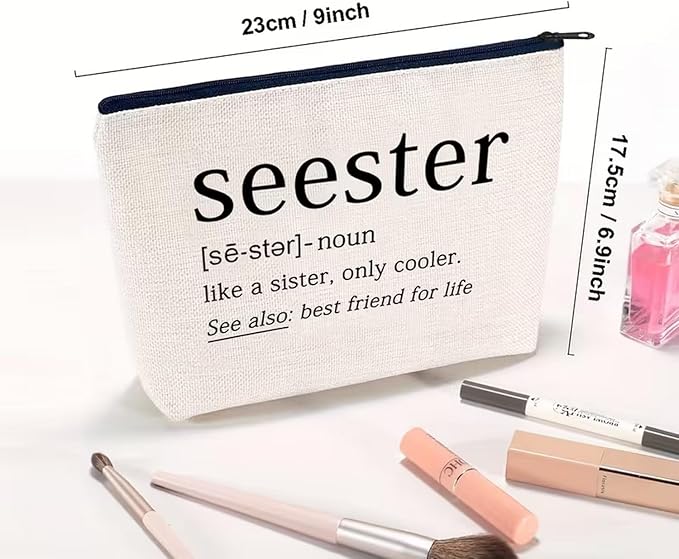 GRITOSE 1pcs Funny Friendship Makeup Bag Women Girls Cosmetic Bag Sister Toiletry Accessories Best Friends Graduation Birthday Gift Small Travel Pouch with Zipper