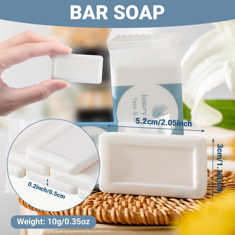 Kacctyen 300 Pcs 0.35oz Mini Bar Soap Bulk Individually Wrapped Bulk Hand Hotel Soap Bars Travel Size Toiletries for Guest Vacation Bathroom Rentals