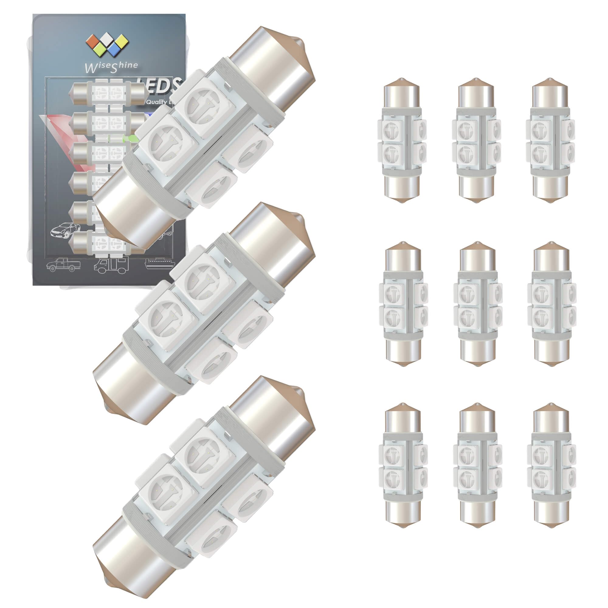 Wiseshine DC 24V 31mm DE3175 LED Festoon Bulb DE3022 6428 7065 LED Bulbs Green for Truck Interior Door Cargo Lights (Pack 12)