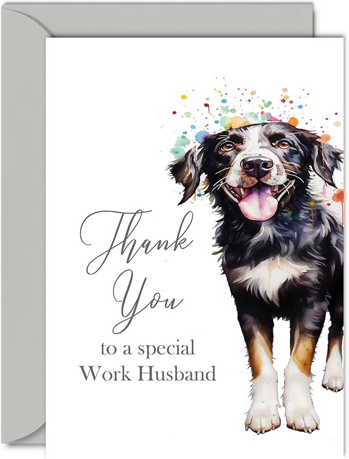 Thank You Cards for Work Husband - Party Dog - Thankyou Cards for Work Husband from Work Wife Colleague, Heartfelt Appreciation Card A5 Thank You So Much Greeting Cards