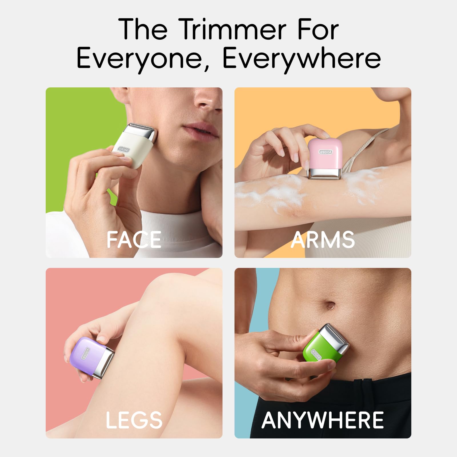 yoose Electric Razors for Women, IPX7 Alloy Body Bikini Trimmer for Women (USB-C, Trimmer Comb, Multi Shaving Modes), Portable Size, Porcelain White
