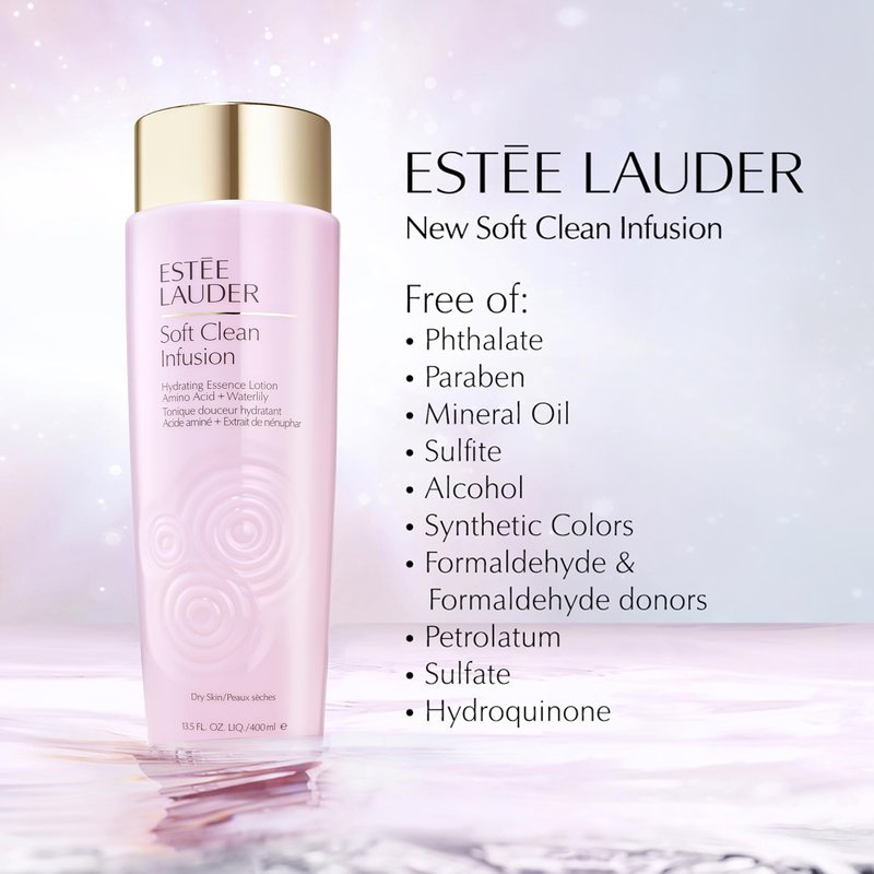 Estée Lauder Soft Clean Infusion Hydrating Skin Essence Face Lotion Toner with Amino Acid + Waterlily, 13.5 Fl Oz
