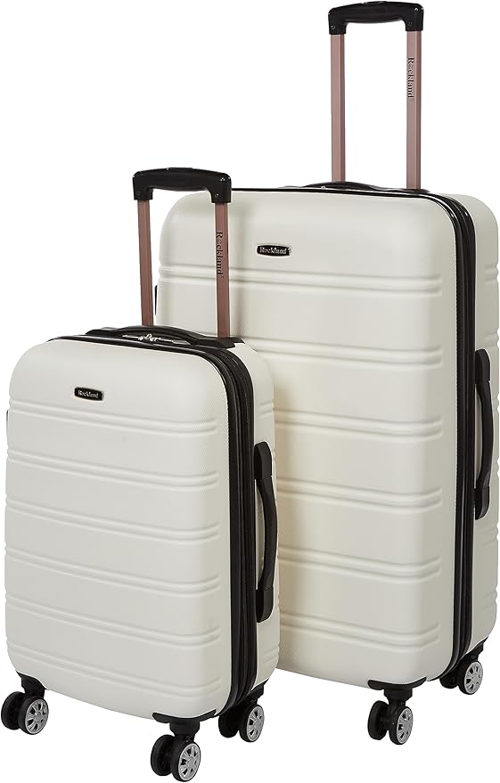 Rockland Melbourne Hardside Expandable Spinner Wheel Luggage, White, 2 Piece (20"/28")