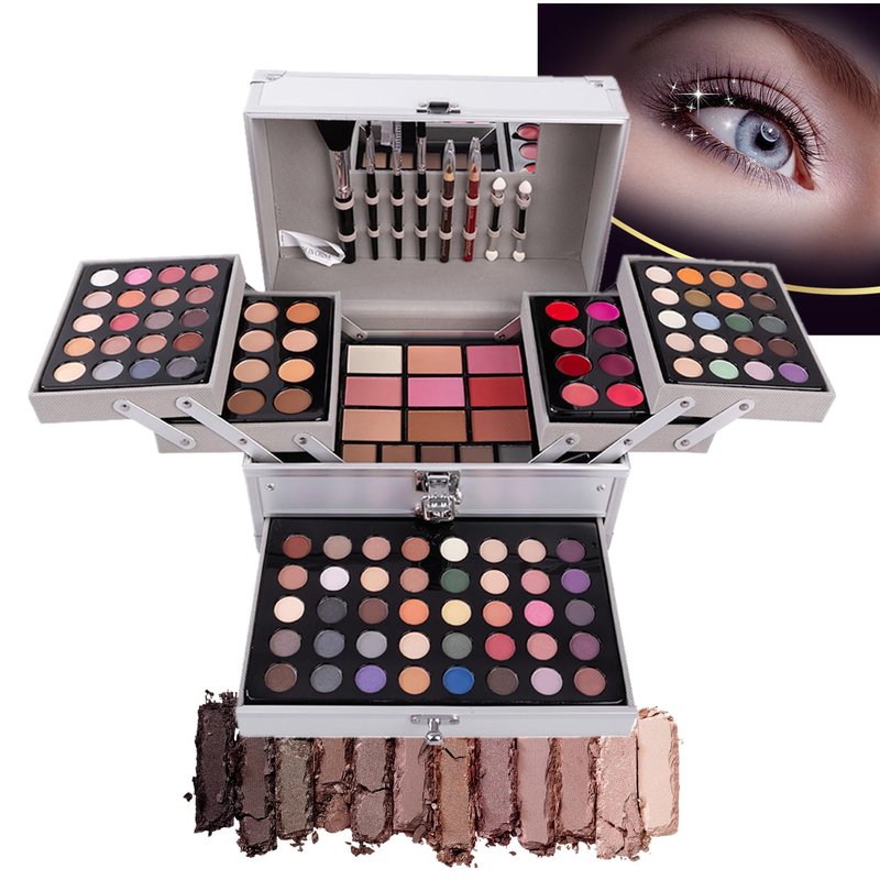 PhantomSky 132 Colors All-in-one Makeup Palette Cosmetic Contouring Kit Gift Box Combination with Eyeshadow, Cream Concealer, Eyebrow Powder, Lip Gloss, Blush and Face Pressed Powder