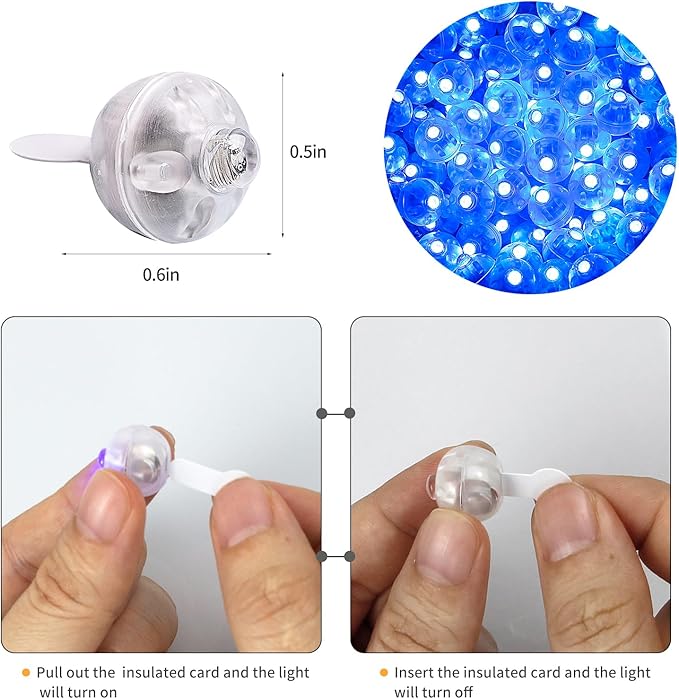 Aogist 200pcs Blue Balloon Light,Long Standby Time Waterproof Mini Ball Light,Round LED Flash Lamp for Paper Lantern Balloon Party,Wedding,Birthday,Festival,New Year and Christmas Decorative