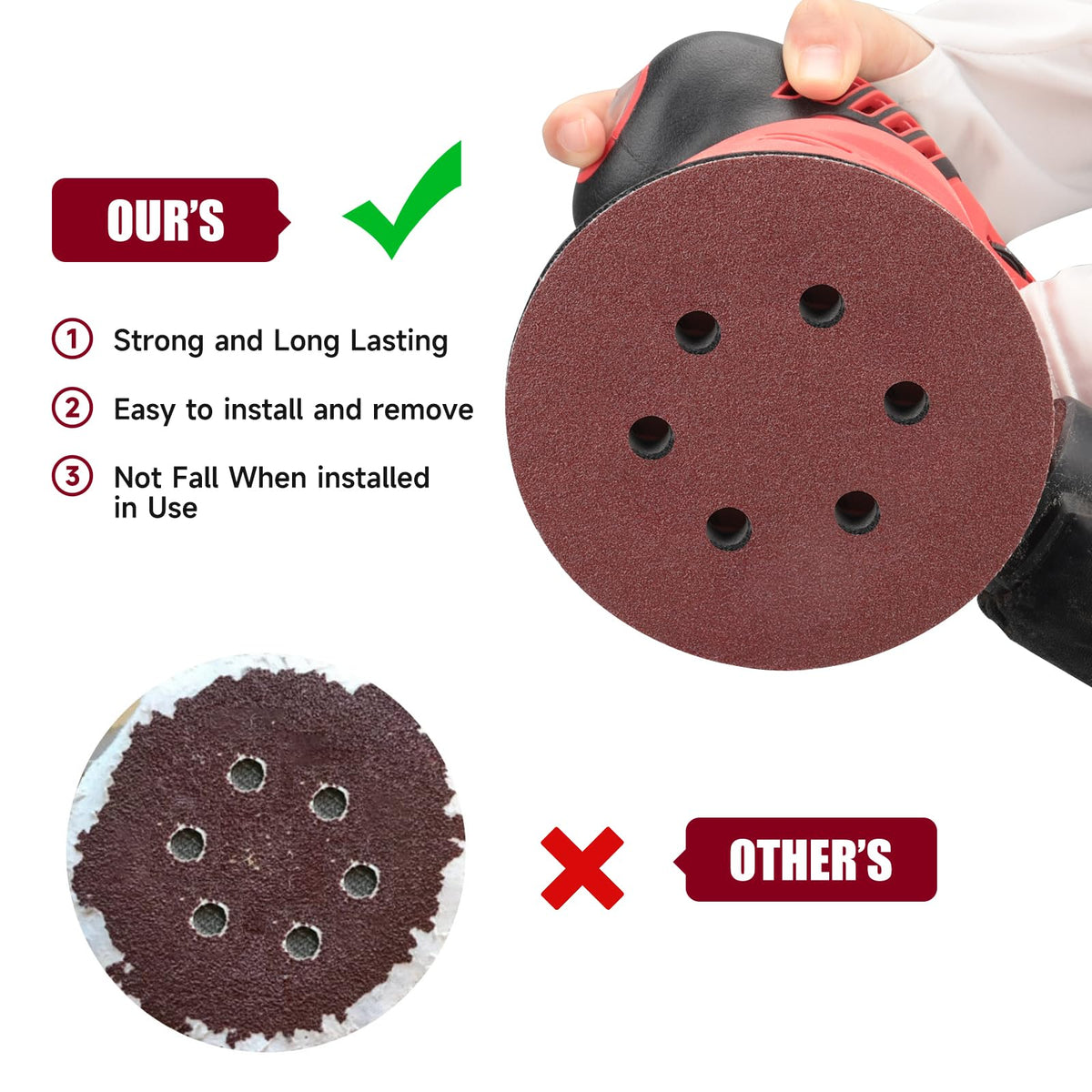 100 PCS 6 Inch Sanding Discs, 6 Hole Hook and Loop Sandpaper 60 80 120 240 400 Grit Set, Round Orbital Sand Paper Discs for Sander