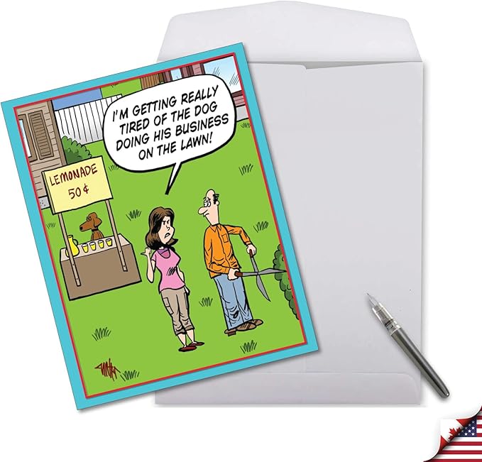 NobleWorks Jumbo Hysterical Birthday Paper Card From Us 8.5 x 11 Inch with Envelope (1 Pack) Big, Jumbo Bday Dog Business J6374BDG-US