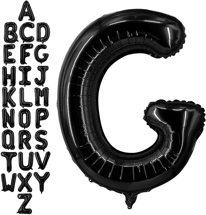 40 Inch Black Letter G Balloons, DIY Phrase Foil Alphabet Letter G Balloons DIY Word G Banner for Birthday Anniversary Celebration Graduation Party Supplies Decoration