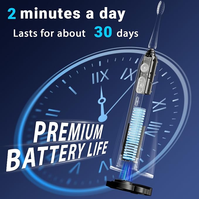 Electric Toothbrush with Water Flosser,Portable Flossing Toothbrush White 8 Mode,IPX8 Waterproof,Equipped Brush Head and Nozzle,for Travel and Home-Black